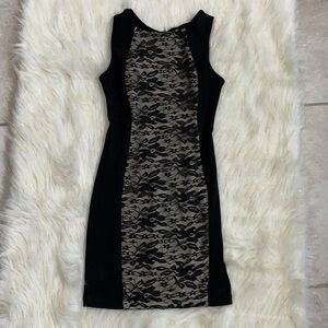 Crystal Doll lace panel front and back black dress size 3